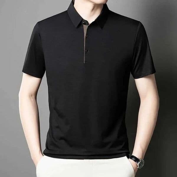 High End Ice Silk Short Sleeve T Shirt Men Summer New Comfortable Breathable Fashion Solid Color Simple Korean Casual Shir Z260527 A32