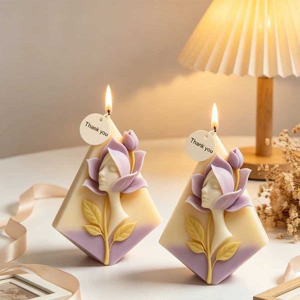 3D Human Face Lotus Flower Candle Silicone Mold DIY for Office Desk Plaster Wax Aromatherapy Craft Home Decor Gift C260530