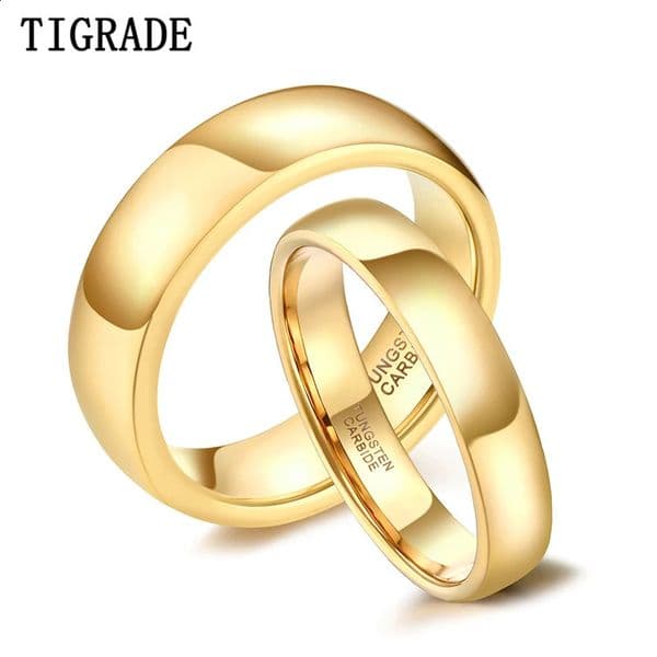 Tigrade Gold Color Tungsten Ring Couple Men Women Classic Wedding Engagement Band 2/4/6/8mm Special Write Engraving Name/ 260601