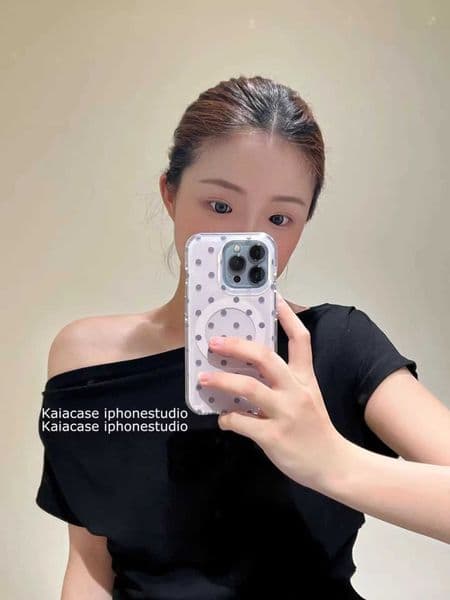 Clear Magnetic Luxuy Polka Dot Phone Case for iPhone 17 Air 16 15 14 13 12 11 Pro Max Shockproof Anti DropCover Z260601