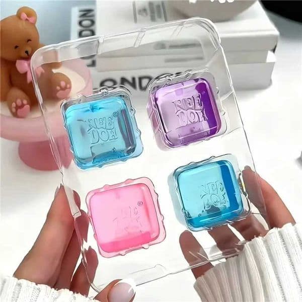 Cube Needoh Teenie Nice Ice Fidget Toys Mini4 Pack Set Slow Rebound Squishy Toys Stress Reliever Fidget for Party Favors Gifts Z260601