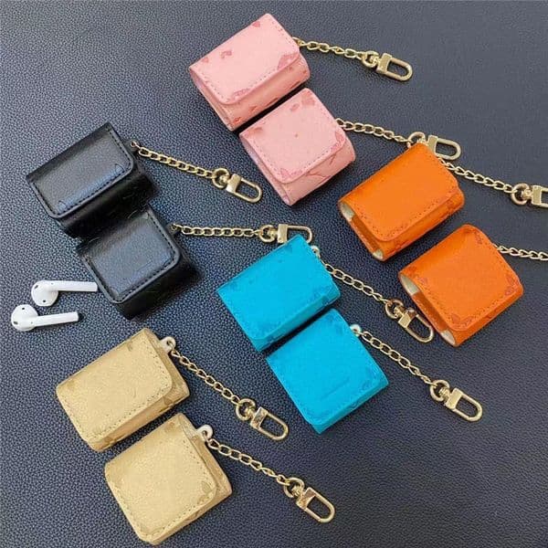 Designer Luxury Headphone Accessories Case For Airpod Pro 2 3 4 5 6 Airpods 4 3 2 Cases Fashion Letter Protection Black brown flower Earphone Package Key Chain Cover