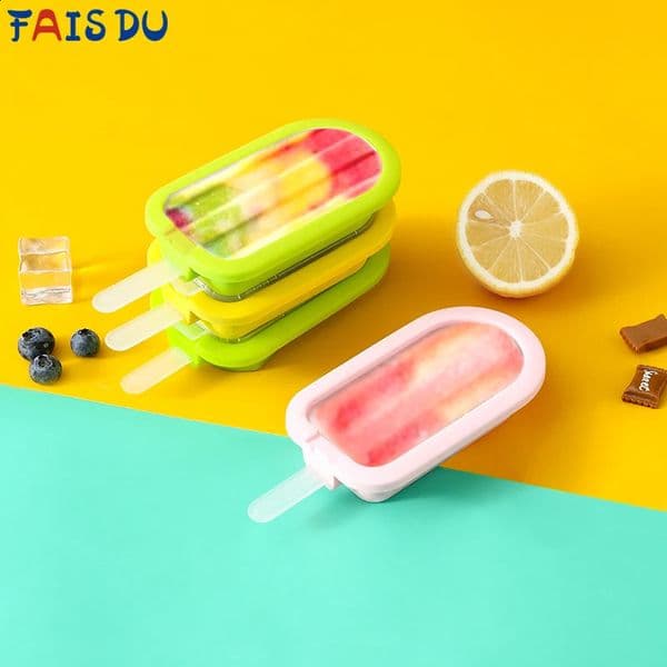 FAIS DU Stackable Popsicle Molds Reusable Silicone Ice Cream Mold DIY Dessert Ice Cream Mold with Stick Multicolour Silicone 260530