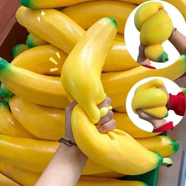 Giant Banana Squishy Toy Fake Banana Squeeze Toy Squishy Stress Relief Fidget Toy Slow Rising Desk Accessory for Adults Gifts L2606018T48