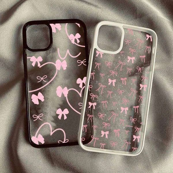 Pink Heart Bow Phone Case for Samsung Galaxy S25 S24 Ultra A55 A56 A36 A26 A06 A16 A54 A35 A15 A52 A34 5G S23 S21 FE Clear Cover