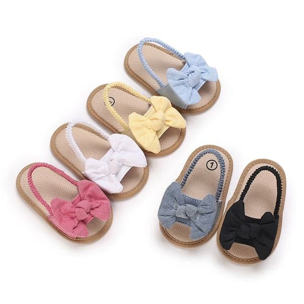 Cute Bowknot Baby Sandals for Girl Shoes Summer Princess Soft Sole Non-slip Open Toe Walking Infant Shoes for Beach Slippers260514ww