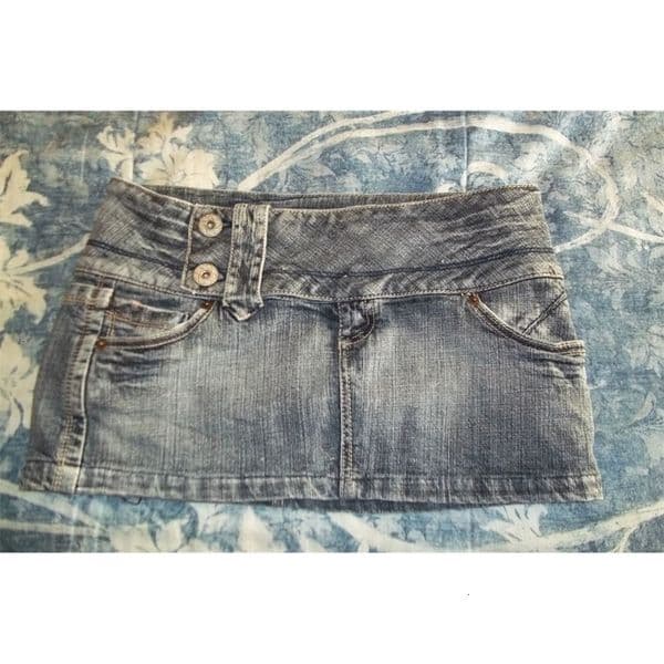 Y2K Gothic Cute Denim Skirt Womens Clothing Harajuku Vintage Slim Kawaii Light Blue Jean Low Waist Short Mini 260529