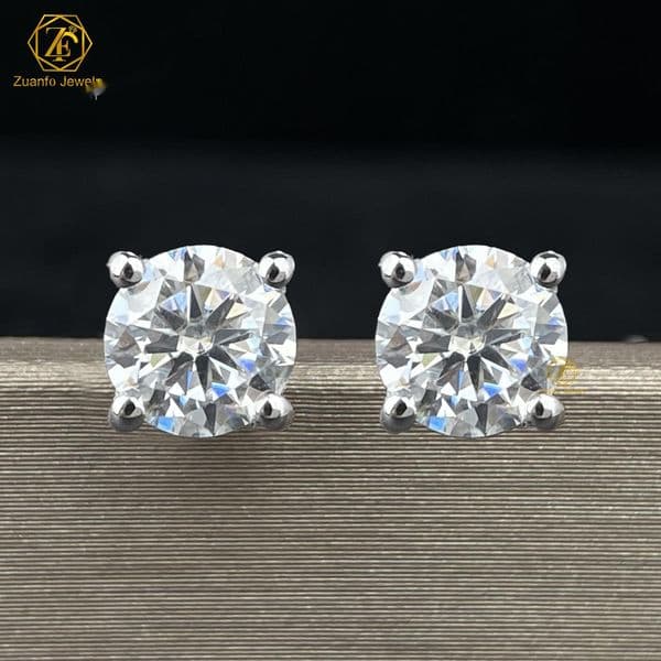 Hot Selling 925 Sterling Silver 6.5MM 1CT 4-Prongs Screw Back D VVS1 Moissanite Diamond Stud Earrings Parties Gifts Men Women