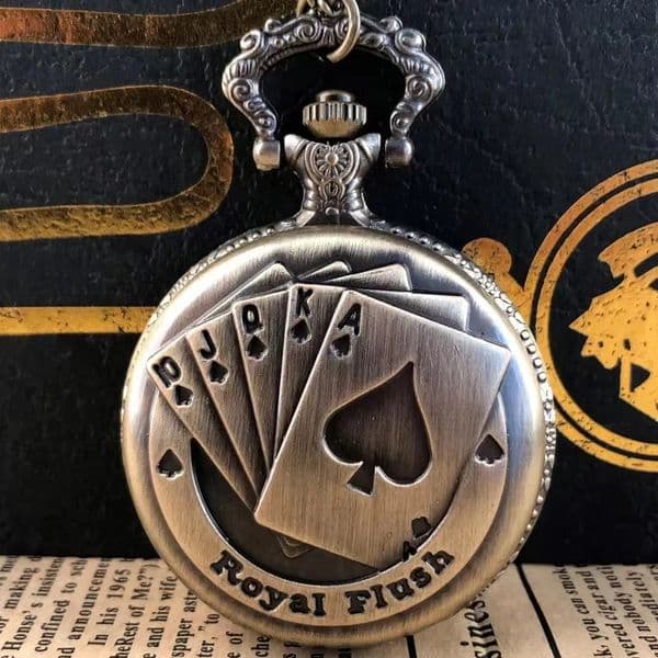 Vintage bronze poker cartoon quartz pocket watch the gift for children men and women 260530