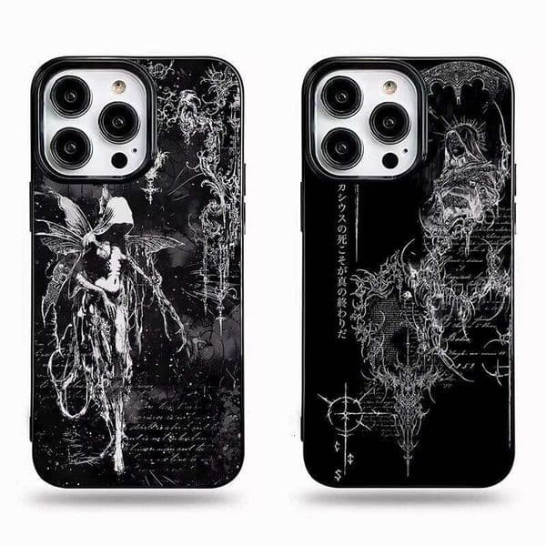Luxury Retro Gothic Girl Angel Black Phone Case For iPhone 17 Air 16 Pro Max 15 14 Plus 13 12 11 Shockproof Silicone Back Cover 26Y0601