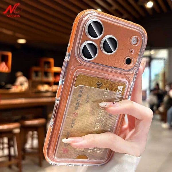 Anti-knock Shockproof Card Slot Wallet Case For iPhone 17 16 15 14 Pro 17Pro Max Camera Lens Protector Transparent Cover