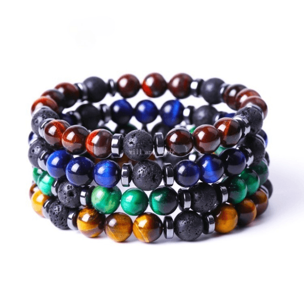 Colorful Tiger Eye Gemstone Bracelet Designer Perfume Lava Natural Stone Beaded Bracelets Wristband Bangle Cuff for Men Women Birthay Christmas Gift Fine Jewelry