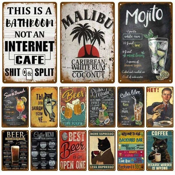 Vintage Home Decor Whiskey Metal Plaque Retro Alcohol Tin Sign Beer Wall Art For Bar Pub Club Man Cave Decorative Plate 26L0601