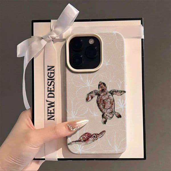 Watercolor Sea Turtle Lychee Texture Style Silicone Phone Case For iPhone Max 15 16 14 13 12 11 Pro Plus 17 Air Cover