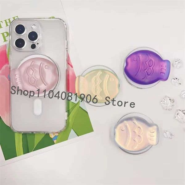 Cute 3D Korean Gradient Taiyaki For Phone Grip Tok Stand For iPhone 16 Pro 13 port Magnetic Wireless Charging HolderJ260601