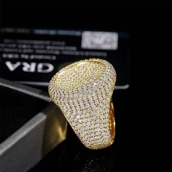 Hiphop Custom Ring 925 Sterling Silver 14k Gold Iced Out VVS Diamond Men Eternity Ring Moissanite