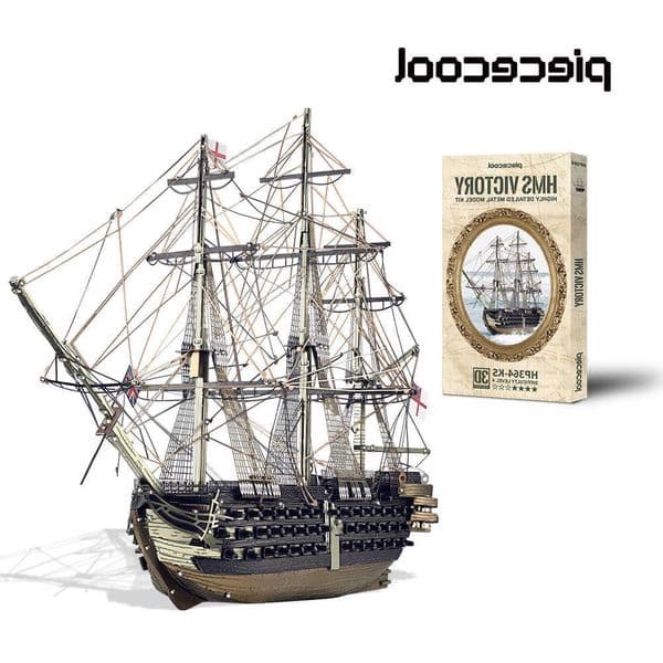 3D Piececool Metal Puzzles HMS Victory Ship Model Jigsaw Set Assembly Model Kits for Adult Brain Teaser DIY Boat for Collection L260602TVKD