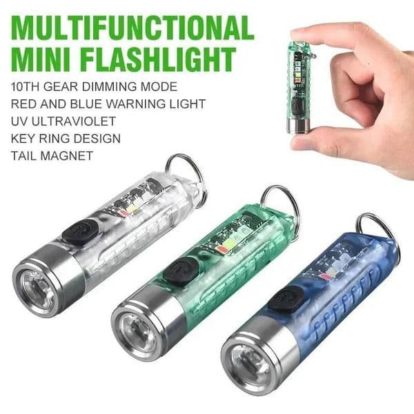 Multi-function Mini EDC LED Flashlight Portable Keychain Light MagneticTorch USB Rechargeable Uv Lamp Emergency Camping Lantern ddmynov