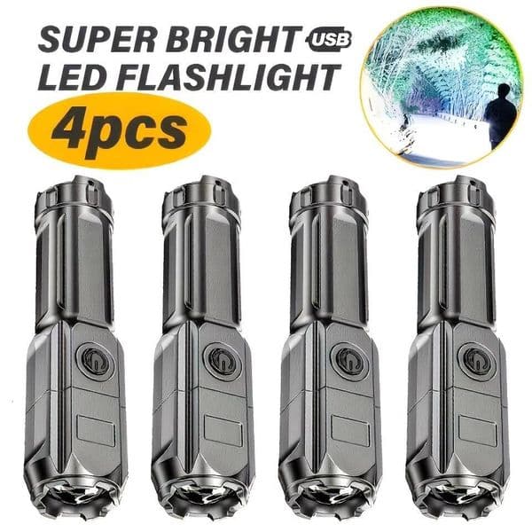 Powerful LED Flashlight USB Rechargeable Torch Portable Zoomable Camping Light 3 Lighting Modes For Outdoor Hiking Emergency ddmynov