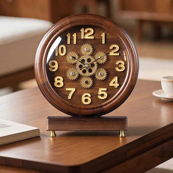 2025 New Solid Wood Table Clock Is A Creative and Retro European-style Pendulum Clock for The Living Room Desk ClockT260601
