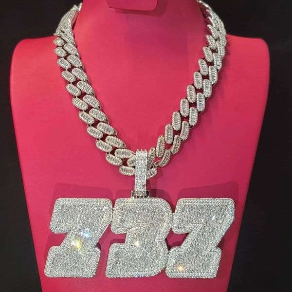 Personalized Solid Back Name Necklace Chain Custom Iced Out Number&Letter Pendant Birthday Gift Icy Baguettecz Hip Hop Jewelry 26L0602