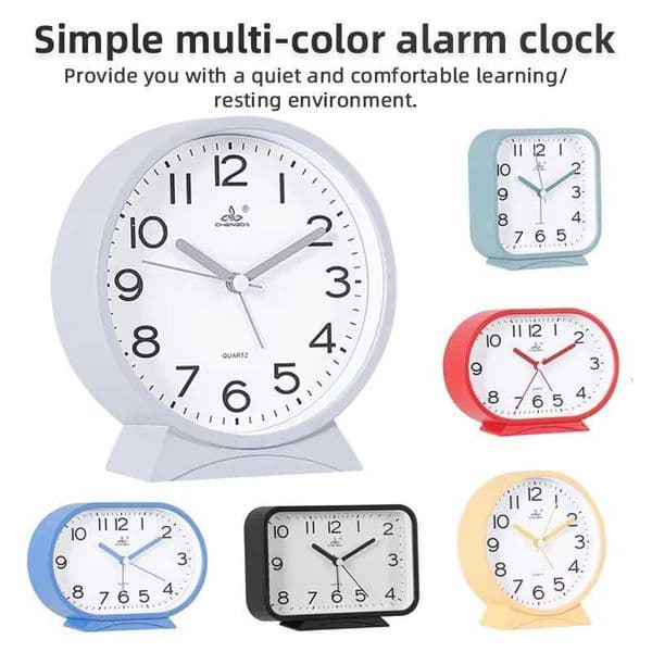 6 Colors Desk Alarm Clock Bedside Clock Quartz Clock Kids Student Alarm Clock Classic Small Alarm Clock for Home Office DecorT260602