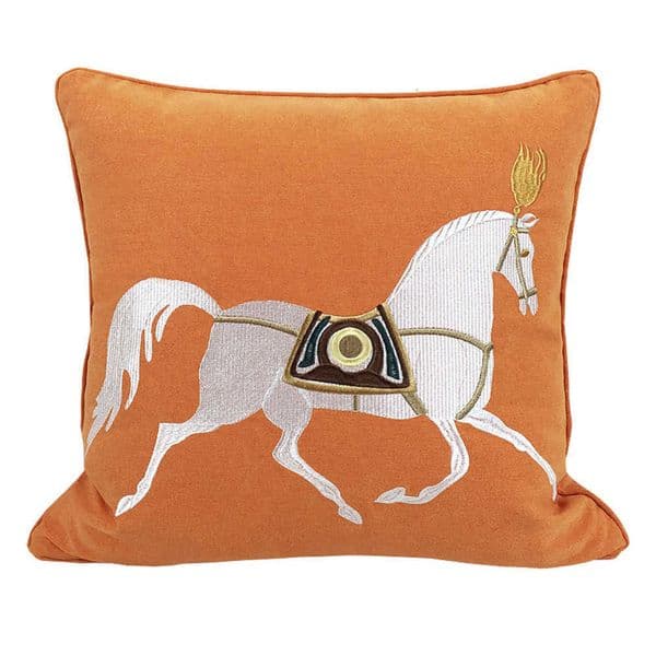 Style Sofa low New Chinese Light Luxury Embroide Orange Cushion Horse Embroidery Y260601