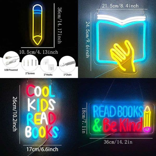 Cool Kids Read Books Neon SignsLED Pencil Neon Light for Reading Room Hanging DecorLibrary Classroom Read Corner Bedroom Decor C260602