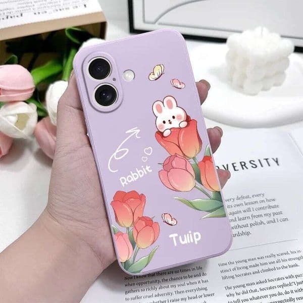 Butterfly Tulip Phone Case For iPhone 16 16e 15 14 13 12 11 X XR XS Plus Pro Max Mini Silicone Cover