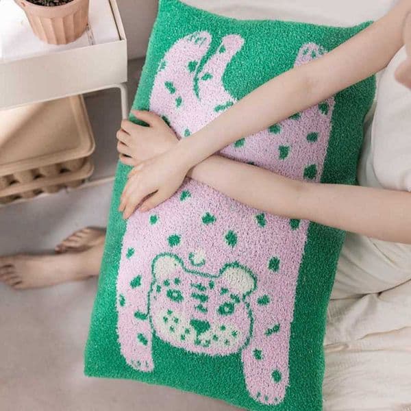 knitted Leopard print large half-veet waist low sofa cushion dopamine rectangar lowcase for living ro and bedro L260430 Y260601