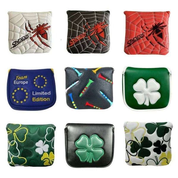 Mallet Fastback Golf Putter Headcover Embroidery Putters Head Cover Magent Close PU Protect Covers 26L0602
