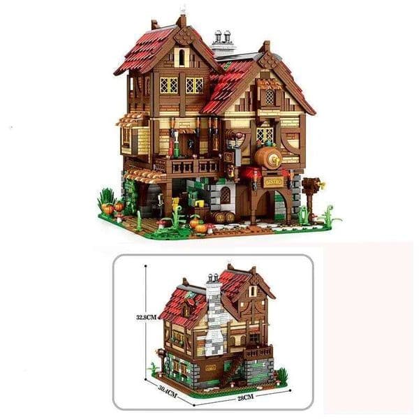 3114PCS Medieval Tavern Building Blocks European Street View Architecture MOC Model Brick Desktop Display Ornaments Toy For Kids 26Y0602