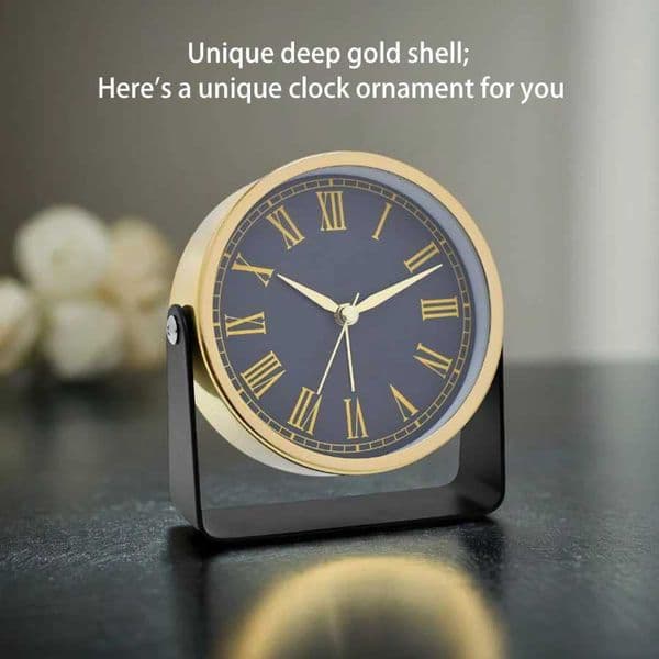 1 pc 4-inch European style light luxury metal alarm clock 180 degree rotating table clock vintage desktop ornament clockT260602