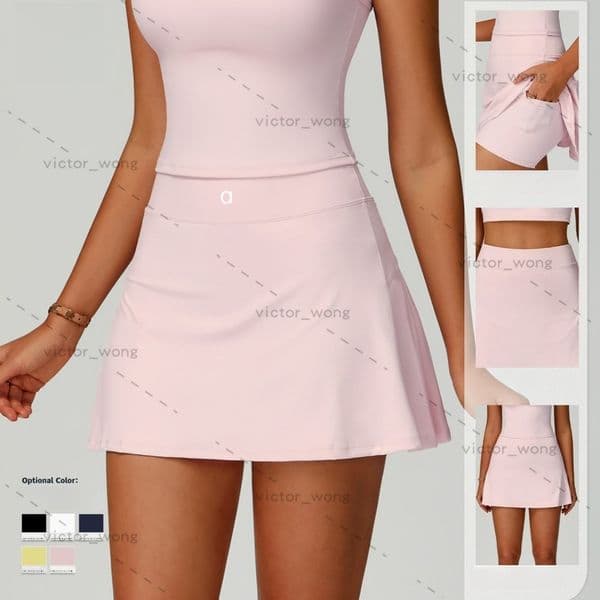 A2002 Waist Head Sports Short Tennis Skirt Anti-light Nude Summer Yoga Skirt Pocket High-end Short Golf Skirt Women