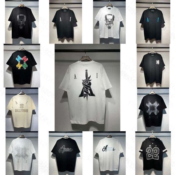 2026 New Designer T Sweatshirt Amiritshrits Loose Printed Mens Shirt Lettering Couple Outfit Personalized Short Graphic Tee 31A ce