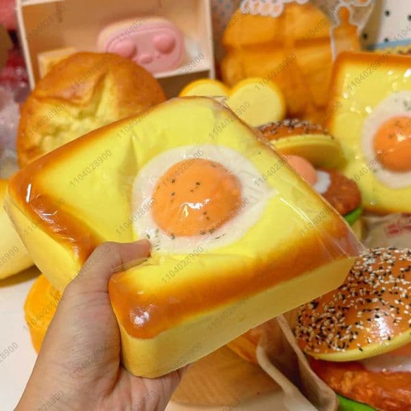 Fried Egg Toast Squishy Toy Slow Rising Squeeze Bread Toy Stress Relief Hand Relax Fidget Toy for Kids Adults T260602