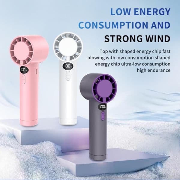 100 Speed LCD Turbo Handheld Fan USB Recharge High Speed Portable Outdoor Cool Blower