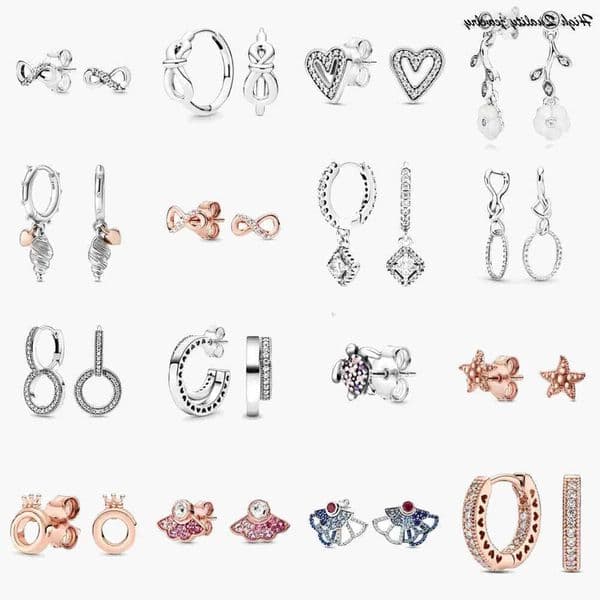 stud Double Silver S925 Brand New Sparkling 925 Hoop Earrings High Sterling Jewelry rose gold star love Ear Studs charm Dust Bag Gifts fit Charm wholesale Z260602