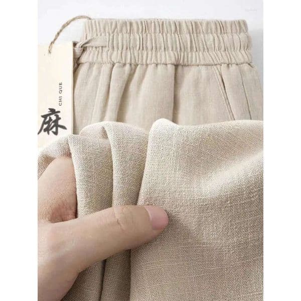 Men's Pants Straight Casual Cotton Linen Men Wide Leg Lightweight Baggy Sweatpants Male Ankle Length Walking Trousers Work E16
