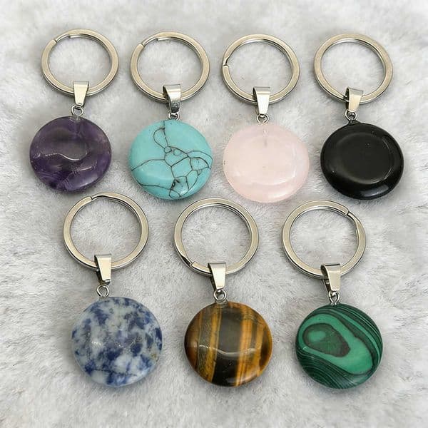 Unisex Unique Natural Keychain Stone Pendant Backpack Car Key Energy Beads Healing Ornaments Valentine Day Perfect Gift Trinket R260602