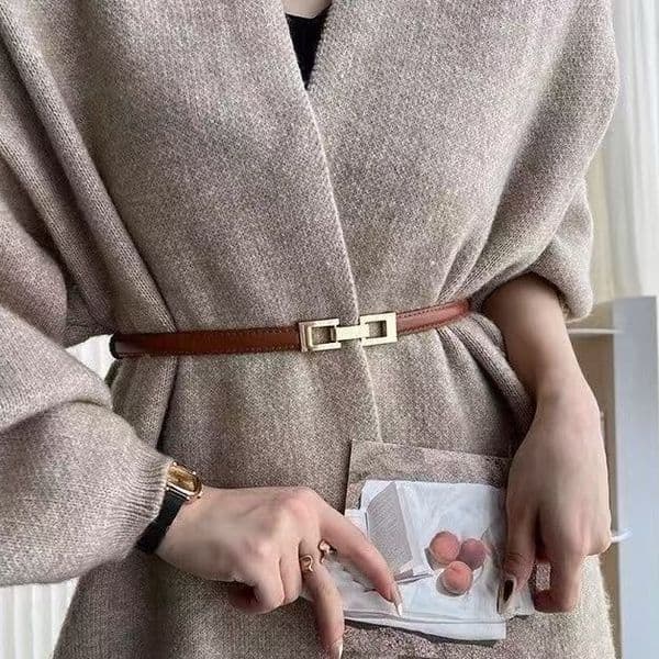 New Genuine Leather Slim High-End Versatile Waist Belt, Decorative Women, Suitable Suits and Sweaters, Waist-Cinching Belt for Women