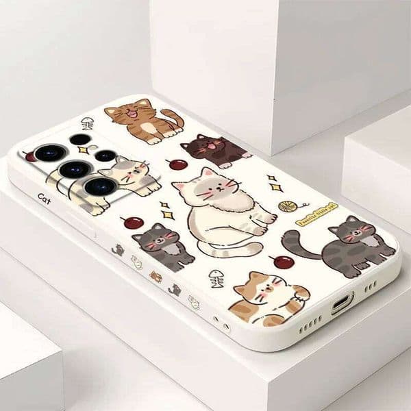 Cute Cat Phone Case For Samsung Galaxy S26 Plus Ultra Liquid Silicone Cover