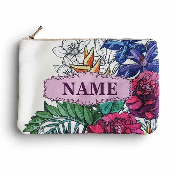 Graceful Customizable Name Womens Canvas Clutch Makeup Bag Purse Party Weekend Vacation Travel Cosmetic Mobile Pouch Wallet 260602