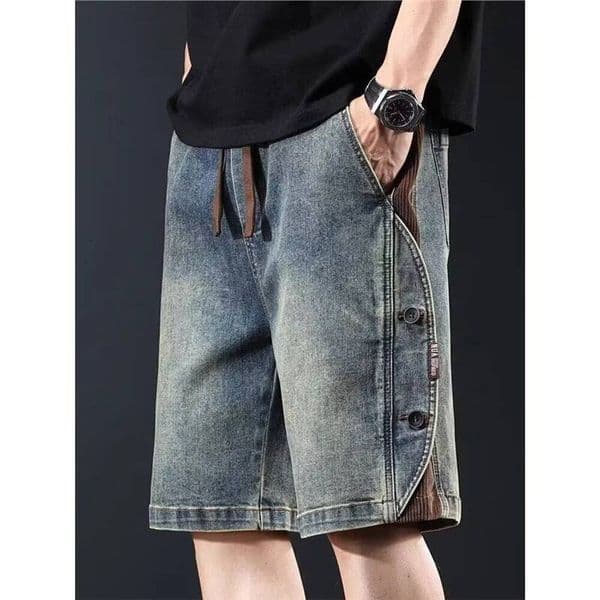 2026 Mens Summer Baggy Denim Casual Cargo Five Inch Shorts Straight Leg Loose Fit Plus Size Streetwear Vintage Hip Hop Co dongdumaoyi