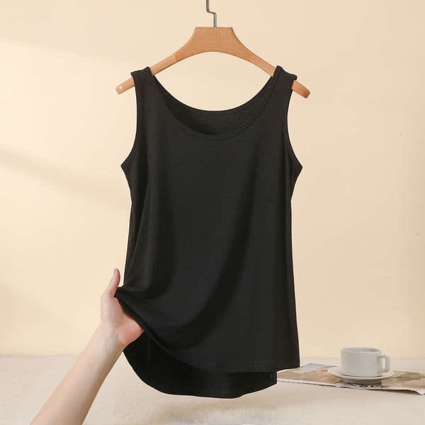 Summer Women's Loose Plus-Size Tank Top, Thin Wide-Strap Casual Home Camisole, Modal Sleeveless Top Bdb