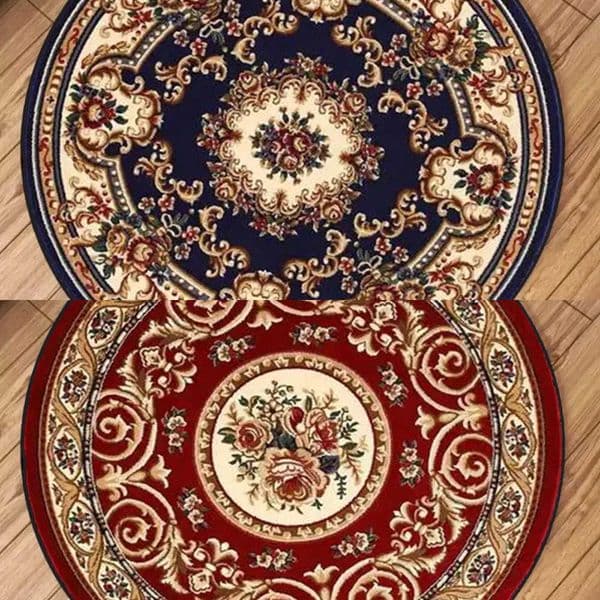 Floral Vintage European Scroll Mandala Geometric Pattern Round Rug Soft Carpet for Living Room Bedroom L260602