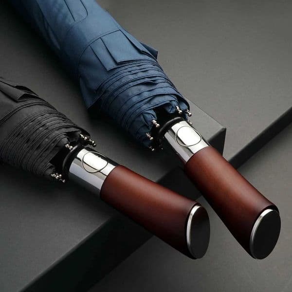 Automatic Umbrella Men 120cm Large Folding Umbrella Windproof Strong Wooden Handle Big Luxury Umbrella 8KJ260602