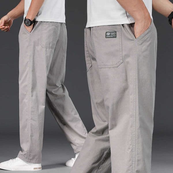 Trousers Big Size Elastic Mens Casual Cotton Pants Relaxed Fit Waist Drawstring Sweatpants Mens Jogger Pants Summer Spring C260601