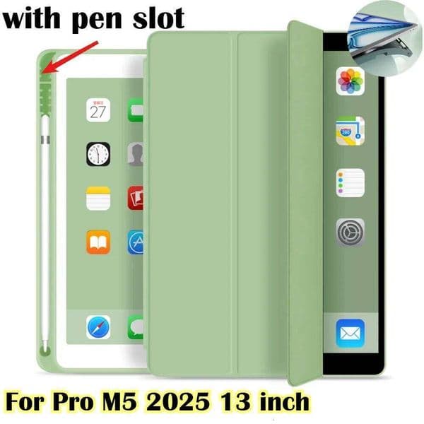 Smart Tablet Case for IPad Pro M5 13 11 Inch A16 11th 2025 Air 1 2 3 4 5 Mini 6 7 10.2 10th 10.9 PU Cover with Pencil Holder W260602