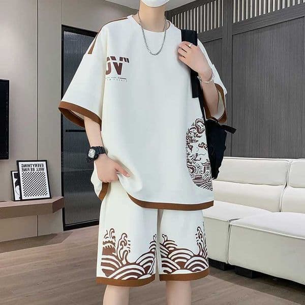 Summer New Sets Short-slved T-shirt Shorts Casual Sports Suit with Fashionable Handsome Mens Two-piece Tracksuit C260207 D260602